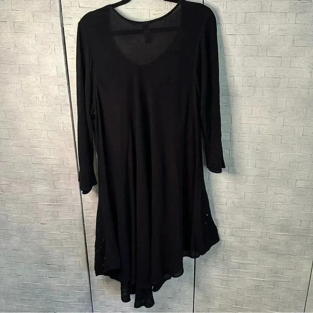 India Boutique black purple, Hi Low Long sleeve Dress sequence and embroidery - Picture 2 of 4